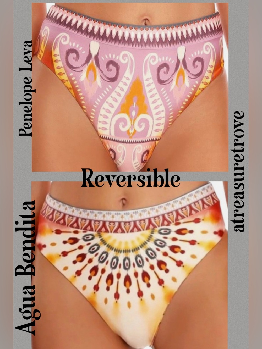 New Agua Bendita x FP Penelope Leva XL Reversible Purple Red High Waist Bottoms